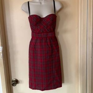 Moda International Red Plaid Midi Dress